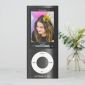 Black MP3 Music Player II Birthday Kaart (Staand voorkant)