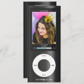 Black MP3 Music Player II Birthday Kaart (Voorkant / Achterkant)