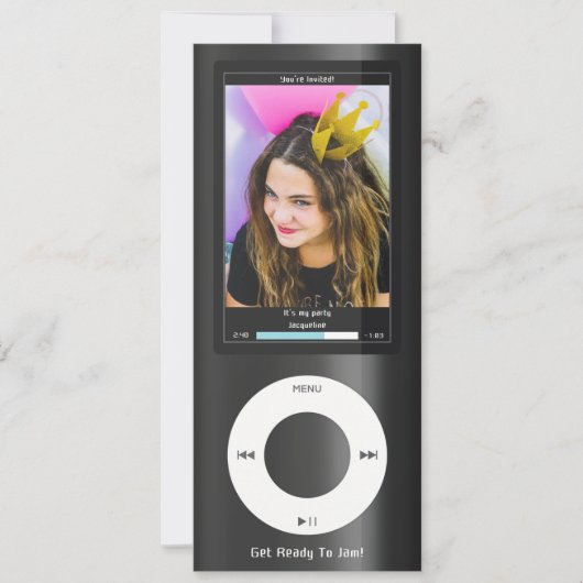 Black MP3 Music Player II Birthday Kaart (Voorkant)