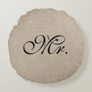 Black Mr Burlap Ronde Sierkussen Rond Kussen