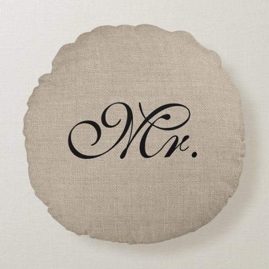 Black Mr Burlap Ronde Sierkussen Rond Kussen (Voorkant)