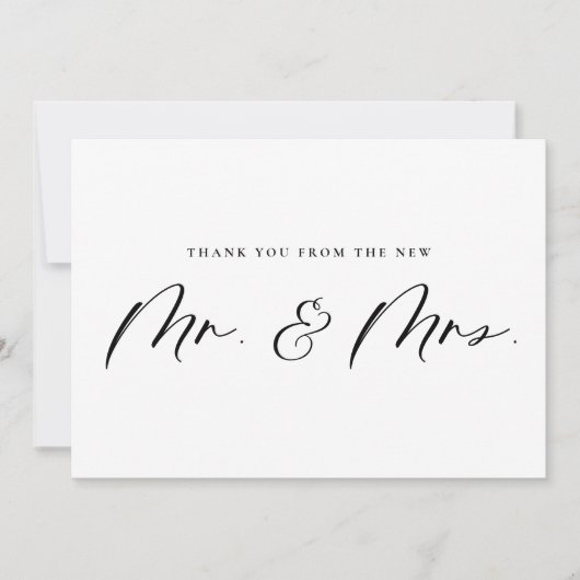 Black Mr en Mrs Calligraphy Passen getrouwd Weddin Bedankkaart (Voorkant)