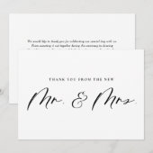 Black Mr en Mrs Calligraphy Passen getrouwd Weddin Bedankkaart (Voorkant / Achterkant)