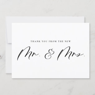 Black Mr en Mrs Calligraphy Passen getrouwd Weddin Bedankkaart