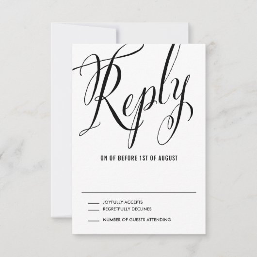 Black Mr. en Mrs Elegant Script Wedding RSVP (Voorkant)