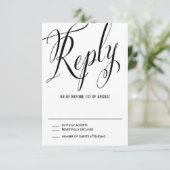 Black Mr. en Mrs Elegant Script Wedding RSVP (Staand voorkant)