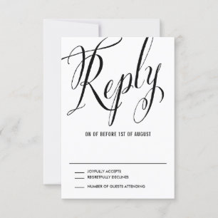 Black Mr. en Mrs Elegant Script Wedding RSVP