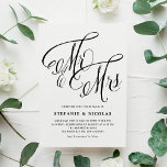 Black Mr. en Mrs. Rustic Script QR Code Wedding Uitnodiging Briefkaart<br><div class="desc">Dit aanpasbare zwart-wit briefkaart brengt een perfecte mix van rustieke elegantie en modern gemak. Met "Meneer en mevrouw" in prachtige rustieke kalligrafie. Personaliseer door namen, datum, tijd, locatie en andere details toe te voegen. Dit kalligrafie bruiloft uitnodiging briefkaart stelt uw gasten in staat om gemakkelijk toegang te krijgen tot event...</div>