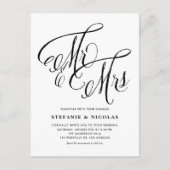 Black Mr. en Mrs. Rustic Script QR Code Wedding Uitnodiging Briefkaart (Voorkant)