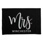 Black Mr. + mevrouw (naam) Gepersonaliseerde proef Kussensloop (Voorkant-Rechts)