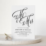 Black Mrs. & Mrs. Rustic Script QR Code Wedding Kaart<br><div class="desc">Deze aanpasbare zwart-witte huwelijksuitnodiging brengt een perfecte mix van rustieke elegantie en modern gemak. Met "Meneer en mevrouw" in prachtige rustieke kalligrafie. De meegeleverde QR-code maakt het gemakkelijk voor gasten om digitaal toegang te krijgen tot uw trouwgegevens of RSVP, en biedt een naadloze ervaring voor iedereen. Personaliseer deze zwart-wit huwelijksuitnodiging...</div>