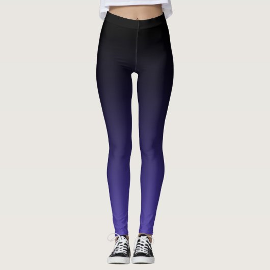 Black Mulberry Blue Paars Ombre Gradient Leggings (Voorkant)