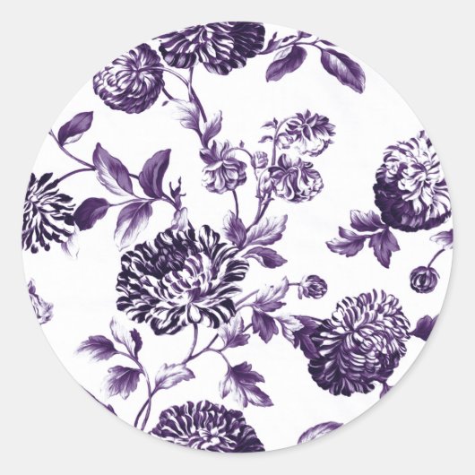 Black Mulberry  Floral Toile No.2 Ronde Sticker (Voorkant)