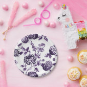 Black Mulberry Paars Floral Toile No.2 Papieren Bordje (Feest)