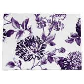 Black Mulberry Paars Modern  Floral Toile Large Cadeautasje (Voorkant)