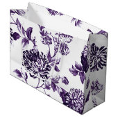 Black Mulberry Paars Modern  Floral Toile Large Cadeautasje (Voorkant Gekanteld)