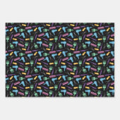 Black Multicolor Barber Tools Silhouette Patronen Inpakpapier Vel (Voorkant 3)