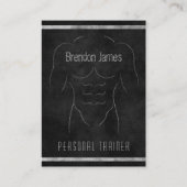 Black Muscle Man Outline Grote Personal Trainer Visitekaartje (Voorkant)