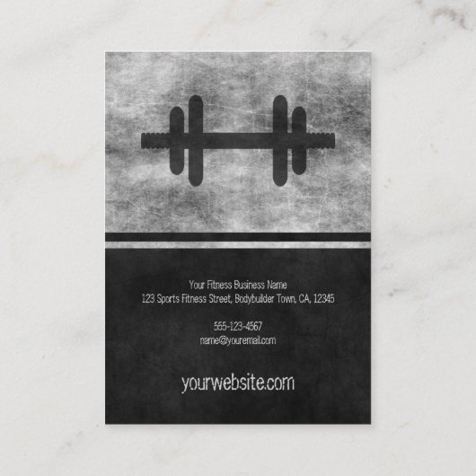 Black Muscle Man Outline Grote Personal Trainer Visitekaartje (Achterkant)