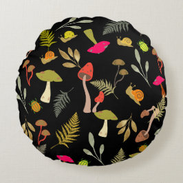 Black Mushroom Botanische Ronde Sierkussen Rond Kussen