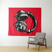 Black Music Hoofdtelefoon Dance DJ Party Sign Art Wandkleed (In Situ (horizontaal))