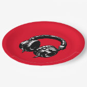 Black Music Hoofdtelefoon Dance DJ Verjaardagsfees Papieren Bordje (Gekanteld)