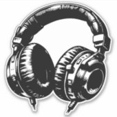 Black Music Hoofdtelefoon Dance DJ Verjaardagsfees Sticker (Voorkant)