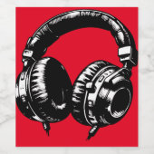 Black Music Hoofdtelefoon Dance DJ Verjaardagsfees Wijn Etiket (Enkel label)