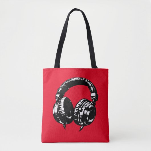 Black Music Hoofdtelefoon DJ Tote Bag (Voorkant)