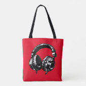 Black Music Hoofdtelefoon DJ Tote Bag (Achterkant)
