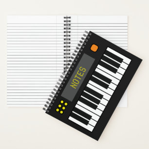 Black Music Keyboard Journal Spiral Notitieboek