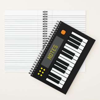 Black Music Keyboard Journal Spiral Notitieboek