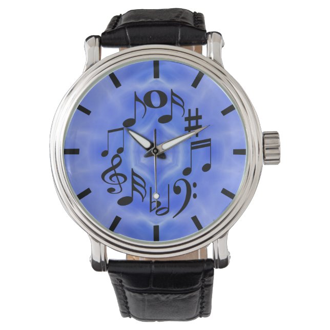Black Music Note Keys Horloge (Voorkant)