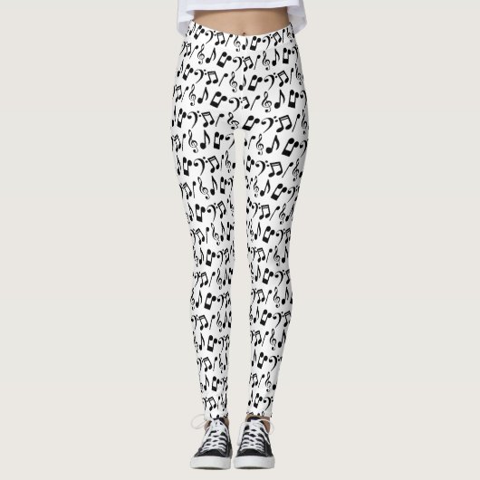 Black Music Note-Leggings Leggings (Voorkant)