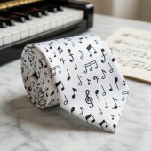 Black Music Notes on White  Stropdas