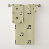 Black Music Notes Pattern on Light Beige Bad Handdoek (Insitu)