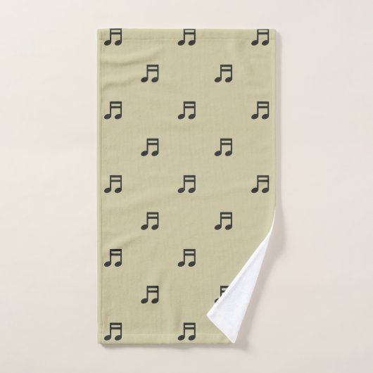 Black Music Notes Pattern on Light Beige Bad Handdoek (Handdoek)