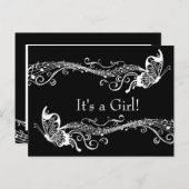 Black Musical Butterflies Baby shower Uitnodiging (Voorkant / Achterkant)