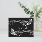 Black Musical Butterflies Baby shower Uitnodiging (Staand voorkant)