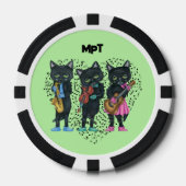 Black Musical Cats Heart of Notes Light Green Poker Chips (Voorkant)
