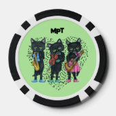 Black Musical Cats Heart of Notes Light Green Poker Chips (Achterkant)
