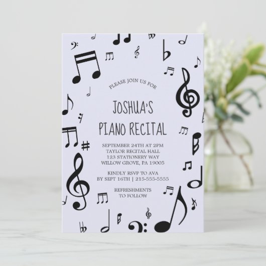 Black Musical Note Piano Overweging Kaart (Staand voorkant)