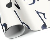 Black Musical Notes, Bass Treble Clefs on White Cadeaupapier (Rol Hoek)