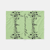 Black Musical Notes dubbel ed Design Fleece Blanke Deken (Voorkant (Horizontaal))