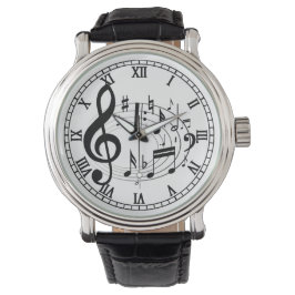 Black Musical Notes in Oval Shape designer horloge