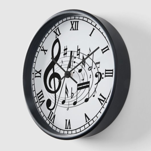 Black Musical Notes in Oval Shape designer klok (Hoek)