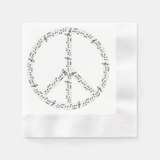 Black Musical Notes Round Peace Sign Servetten (Voorkant)