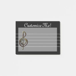 Black Musical Treble Clef Post-it® Notes