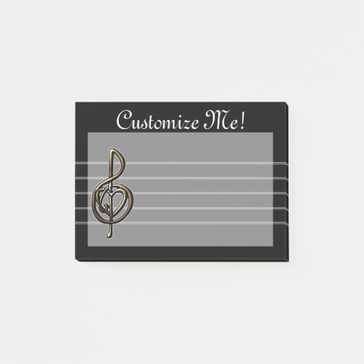 Black Musical Treble Clef Post-it® Notes (Voorkant)