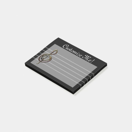 Black Musical Treble Clef Post-it® Notes (Schuin)